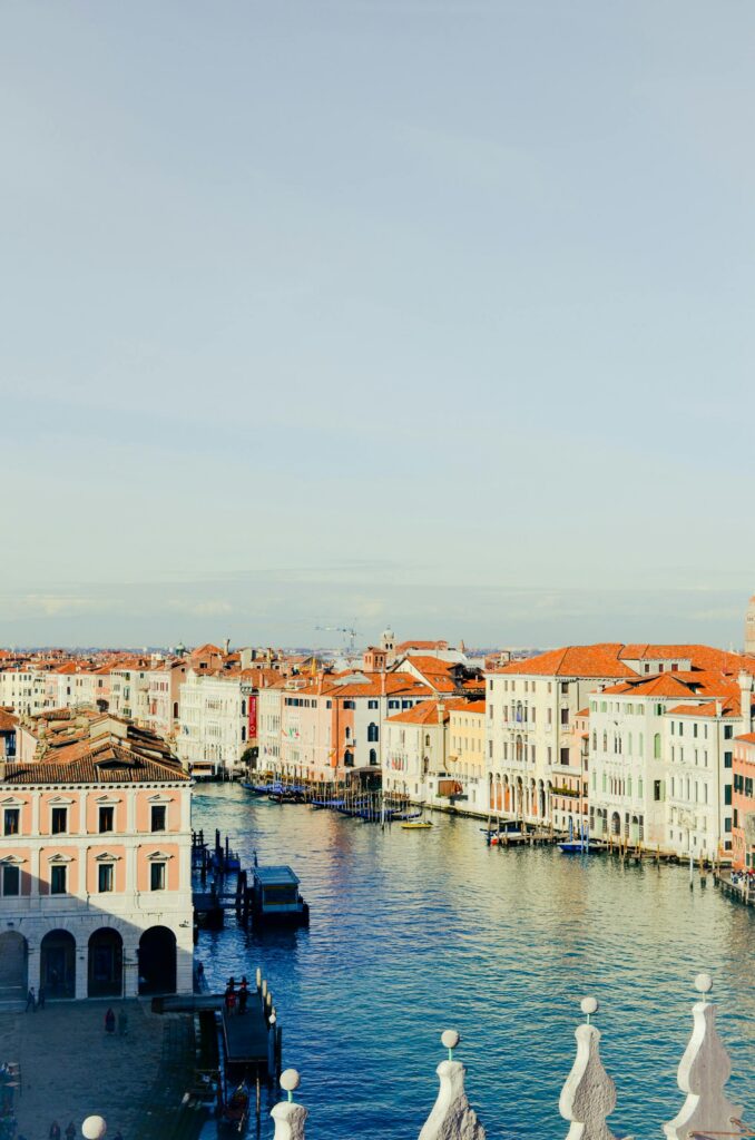 Explore the vibrant architecture along Venice's famous Grand Canal in this beautiful cityscape.